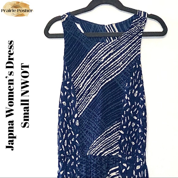 Japna Dress, Women’s Small, Blue & Cream Pattern, NWOT, PrairieposherCA - Picture 3 of 4